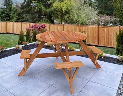 Jack and June redwood outdoor picnic table